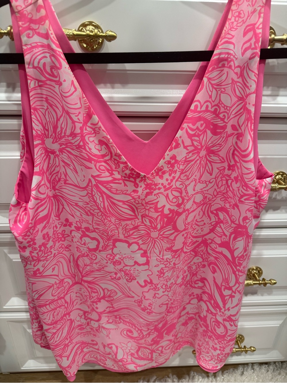 Lilly Pulitzer Pink Floral V-Neck Tank Top